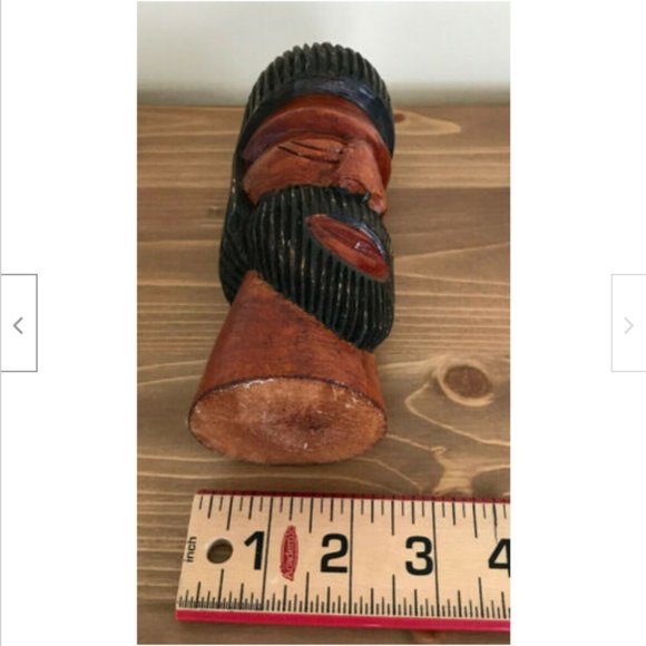 Hand Carved Wood African Bearded Face Statue Figurine 7" Tall Decoration - Picture 6 of 6